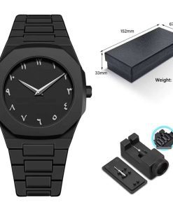 Full Black Wrist Watch with Arabic Dial & Numerals